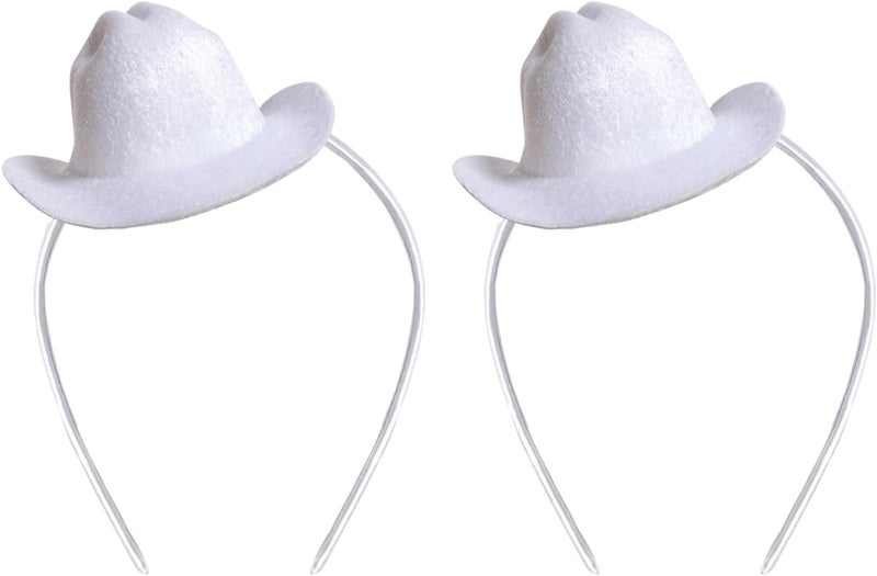 phnydreg 2Pcs Cowboy Mini Hat Headbands Cowgirl Mini Hat Headbands Accessories for Women Girls Birthday Western Cowboy Party - Image 1